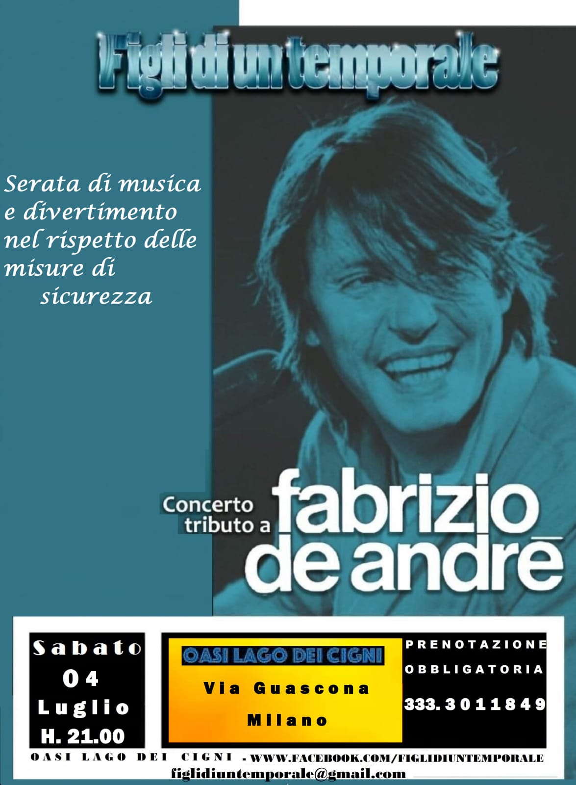 Concerto Tributo a Fabrizio de André Luglio 2020 Milano