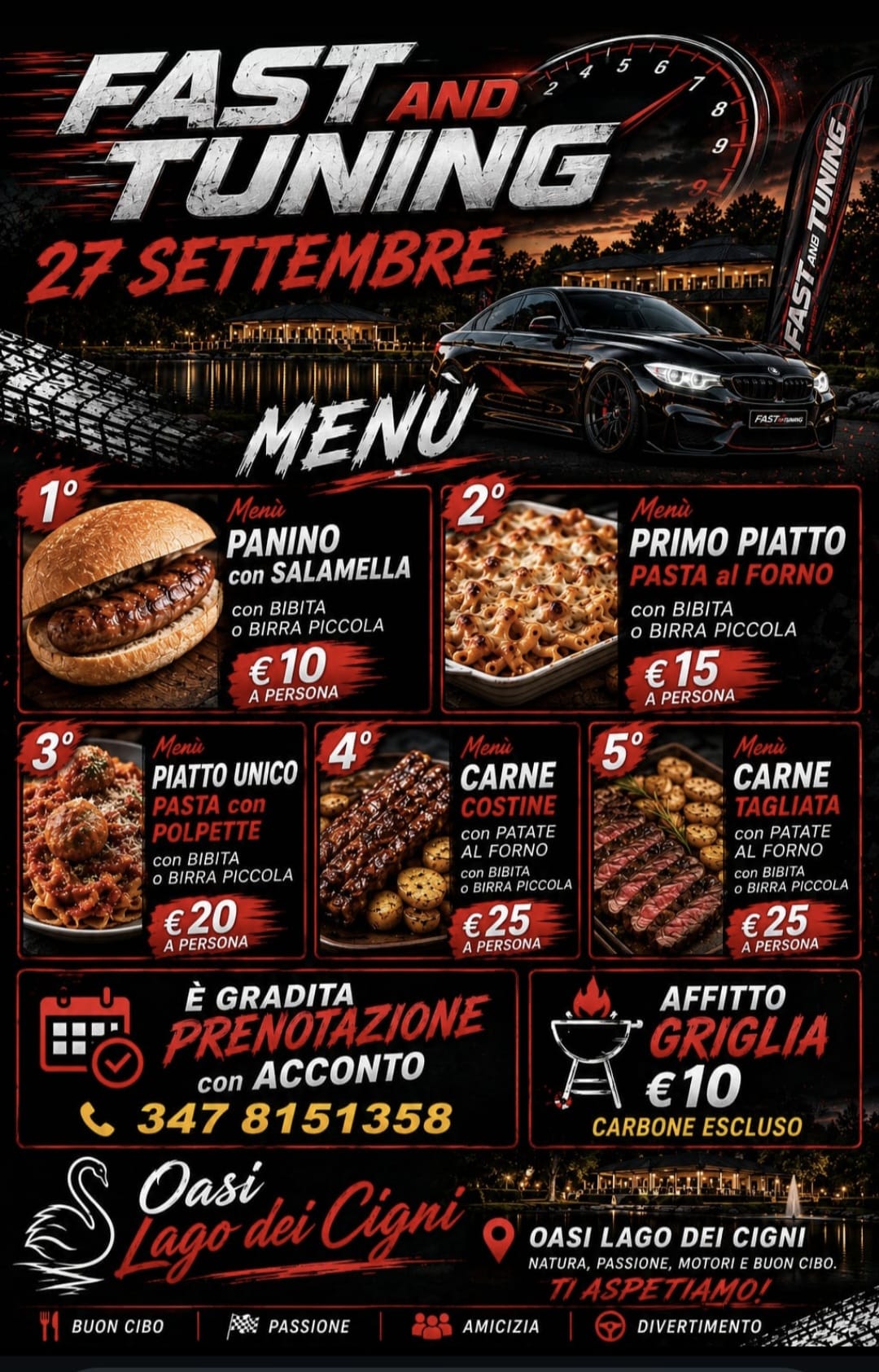 Fast and Tunning 27 settembre 2026 Atto Secondo! Menu